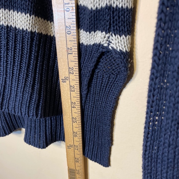 Navy and White Striped Women's Sweater - Picture 4 of 5